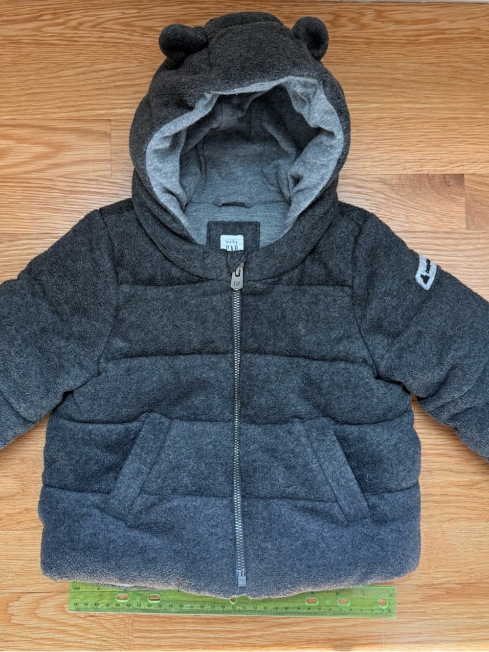 BabyGap Toddler Gray Puffer Hooded Jacket with Bear Ears (18-24 months)
